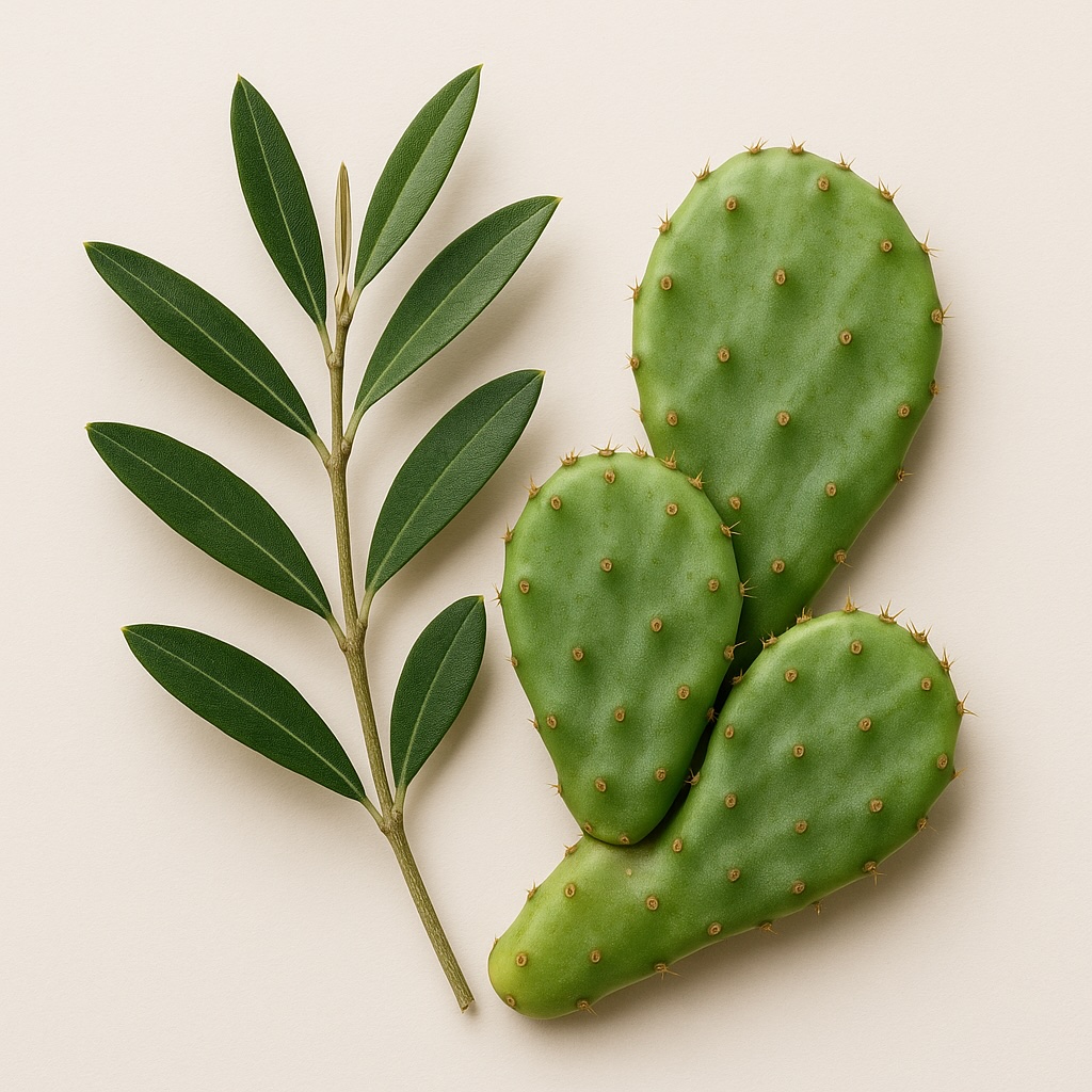 Kaktusfeige & Olivenbaumblätter