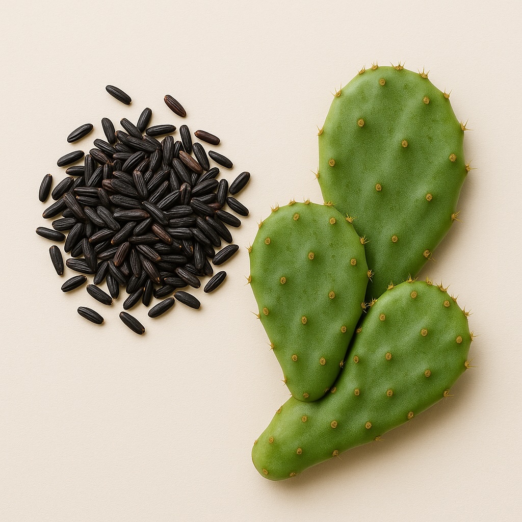 Schwarzer Reis und Feigenkaktus